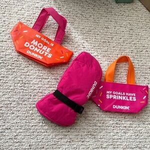 Dunkin Donuts Bundle glove and mini bags  ! New ! Fun ! Ready to ship !